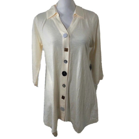 Soft Surroundings Tops - NWT Soft Surroundings XS Ivory Cotton Button Tunic Top Long Sleeve